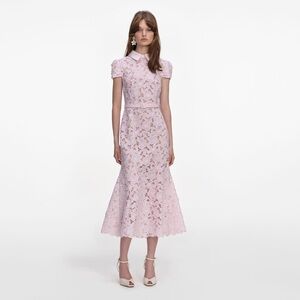 Self-Portrait NWOT PINK GUIPURE LACE MIDI DRESS